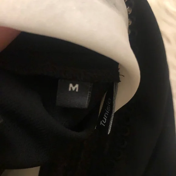 The Kooples Contrast-Collar Beaded Lace-Inset Black Women Mini Dress, size M - Picture 4 of 11